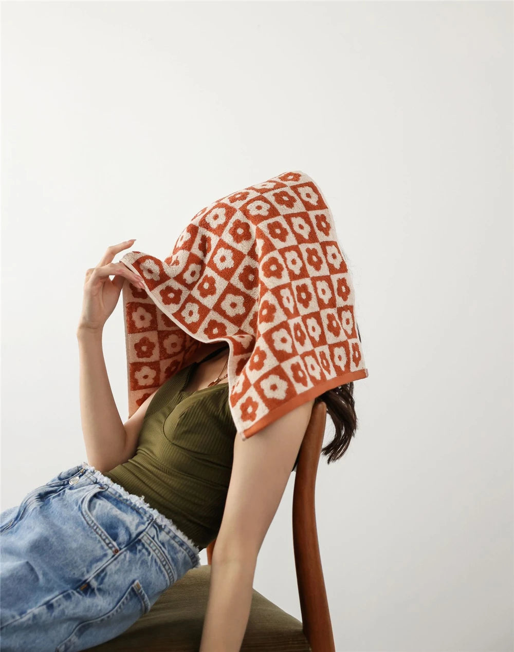 Orion Towel: Retro-inspired hand and bath towels with 70's floral print, soft cotton, various colorways. Shop now.