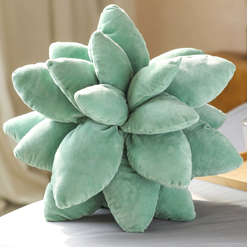 Succulent throw pillow in three shades of green, plush and unique - Domus Forge