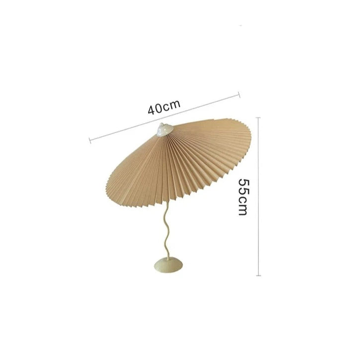 Iron base wavy table lamp with pleated shade, modern design, various colors, Domus Forge.