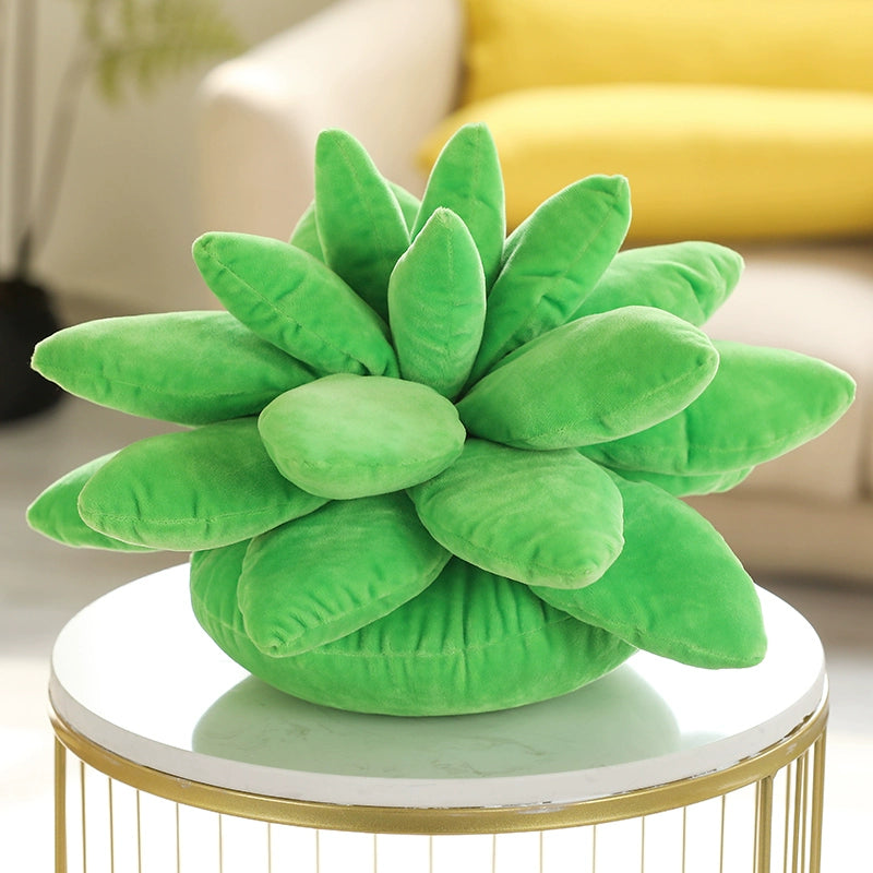 Succulent throw pillow in three shades of green, plush and unique - Domus Forge