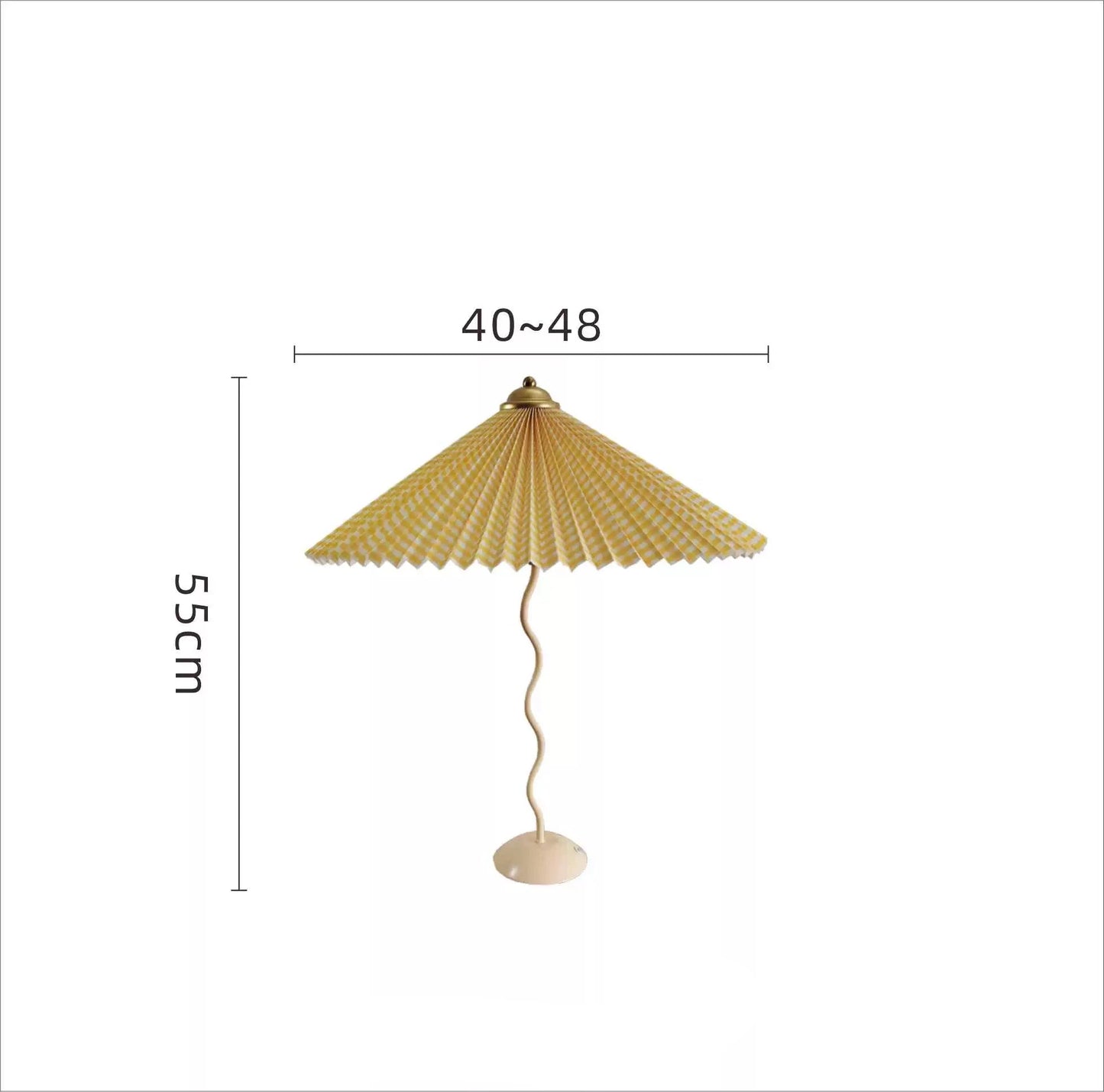 Iron base wavy table lamp with pleated shade, modern design, various colors, Domus Forge.