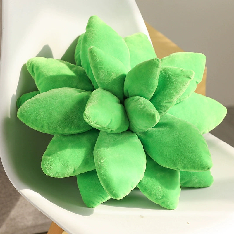 Succulent throw pillow in three shades of green, plush and unique - Domus Forge
