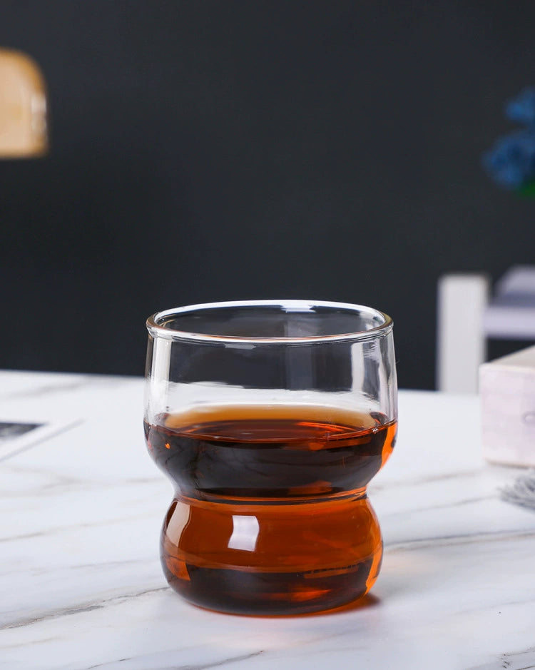 Yaffa Stackable Coffee Mugs - Hand-blown heat resistant glass in 4 colors, holds 10 ounces, perfect for home or office.