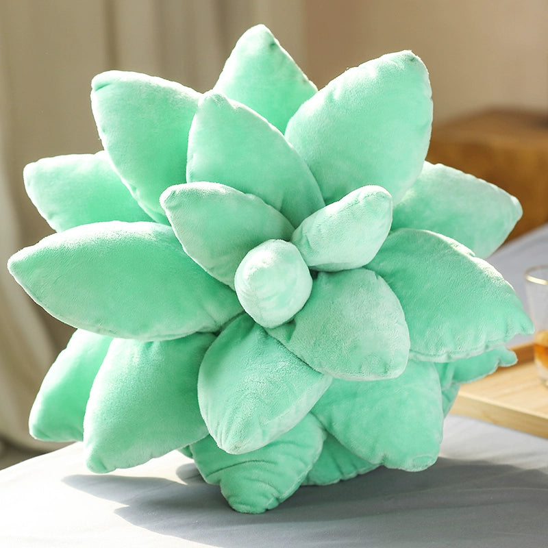 Succulent throw pillow in three shades of green, plush and unique - Domus Forge