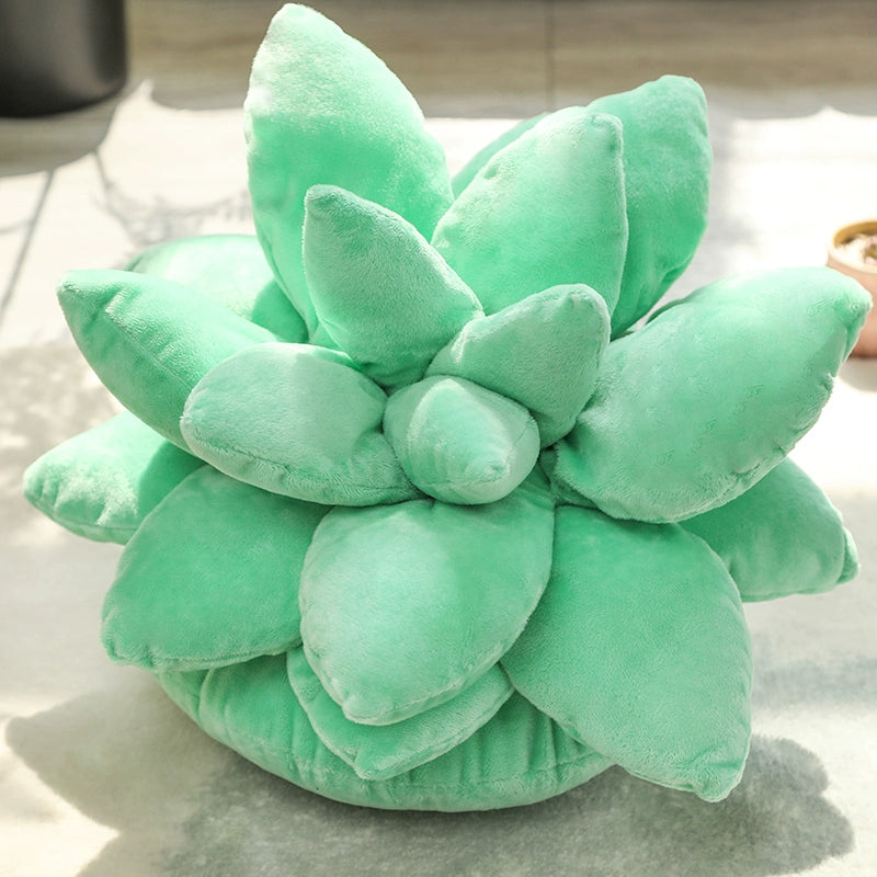 Succulent throw pillow in three shades of green, plush and unique - Domus Forge