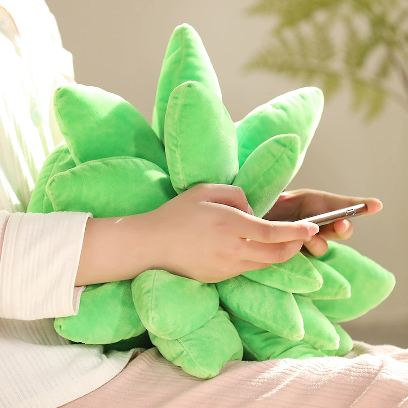 Succulent throw pillow in three shades of green, plush and unique - Domus Forge