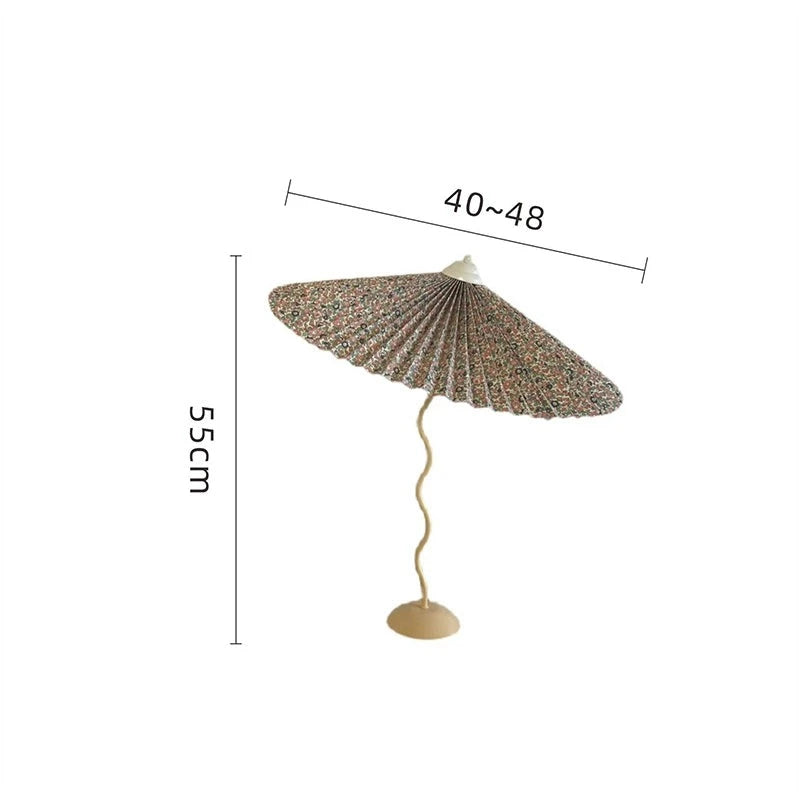 Iron base wavy table lamp with pleated shade, modern design, various colors, Domus Forge.