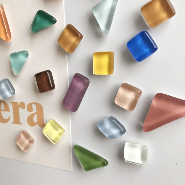 ulia Magnet Set - 20 glass magnets in various shapes and vibrant colors for fridge and office décor. Shop now at Domus Forge.