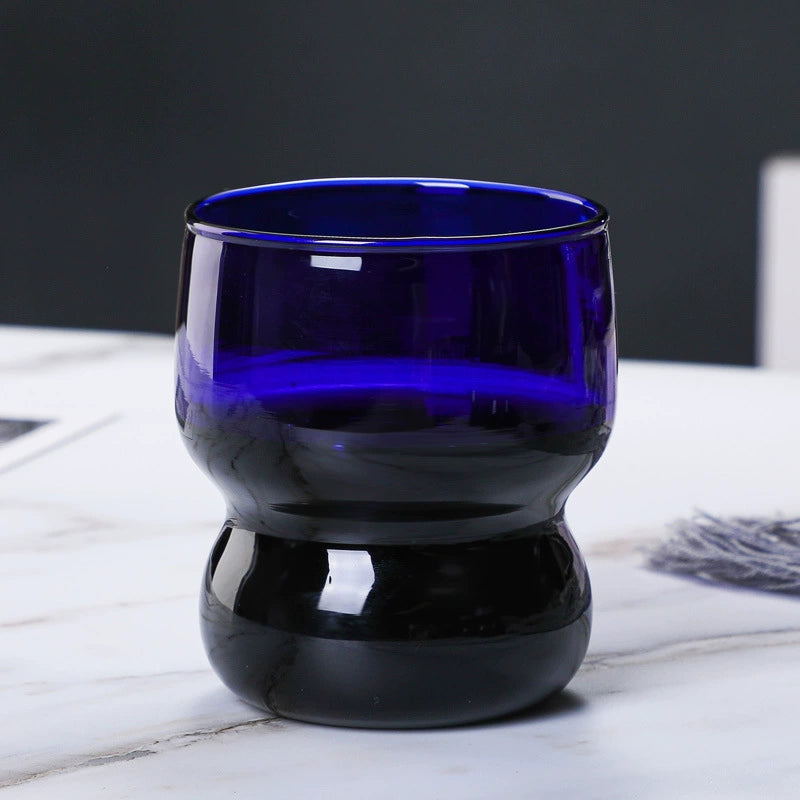Yaffa Stackable Coffee Mugs - Hand-blown heat resistant glass in 4 colors, holds 10 ounces, perfect for home or office.