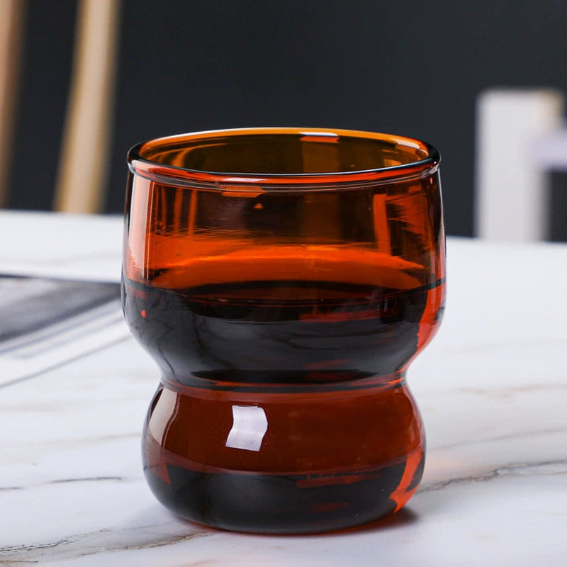 Yaffa Stackable Coffee Mugs - Hand-blown heat resistant glass in 4 colors, holds 10 ounces, perfect for home or office.