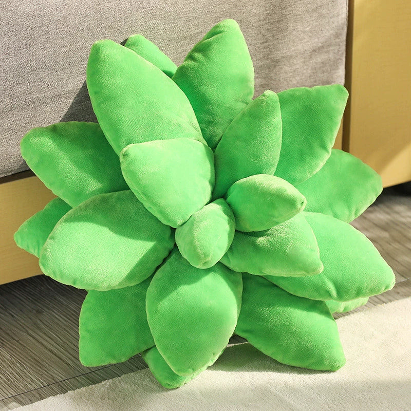 Succulent throw pillow in three shades of green, plush and unique - Domus Forge