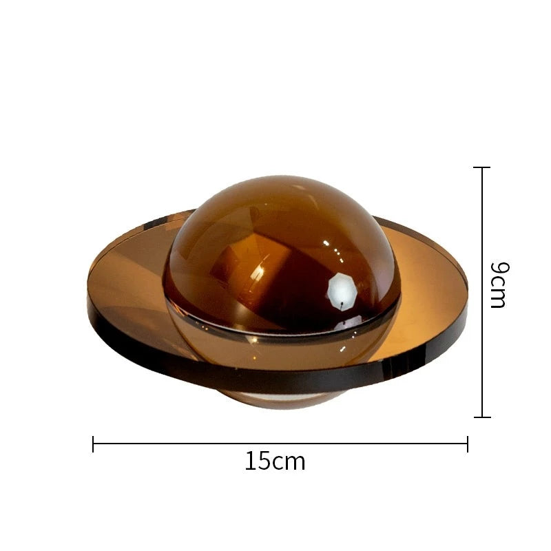 Modern crystal Flying Saucer Decorative Object in silver or brown finish. A captivating blend of contemporary design and cosmic inspiration, ideal for adding a unique touch to your space.