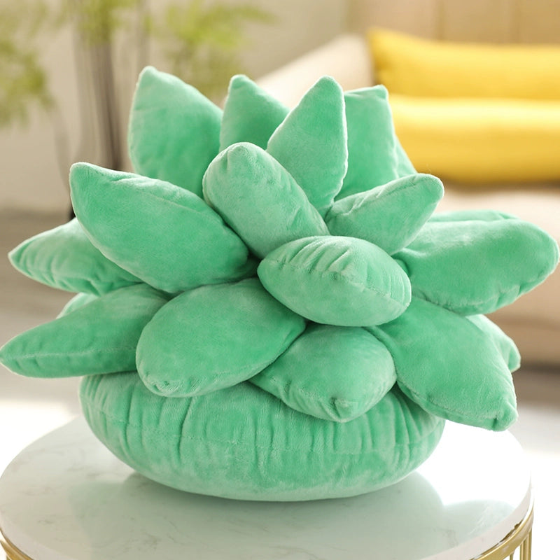 Succulent throw pillow in three shades of green, plush and unique - Domus Forge