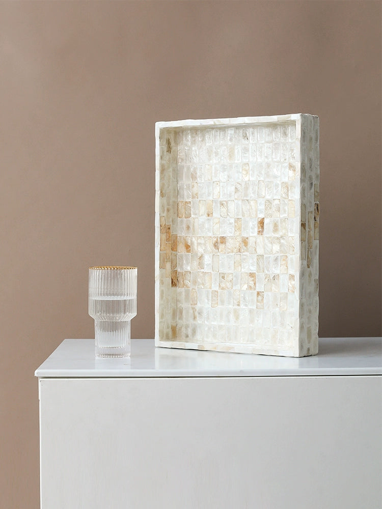 Handmade natural wood shell tray, decorative and functional accent piece for home décor.