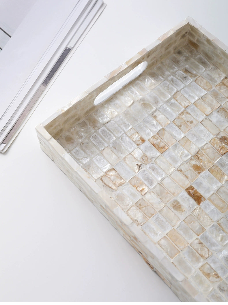 Handmade natural wood shell tray, decorative and functional accent piece for home décor.