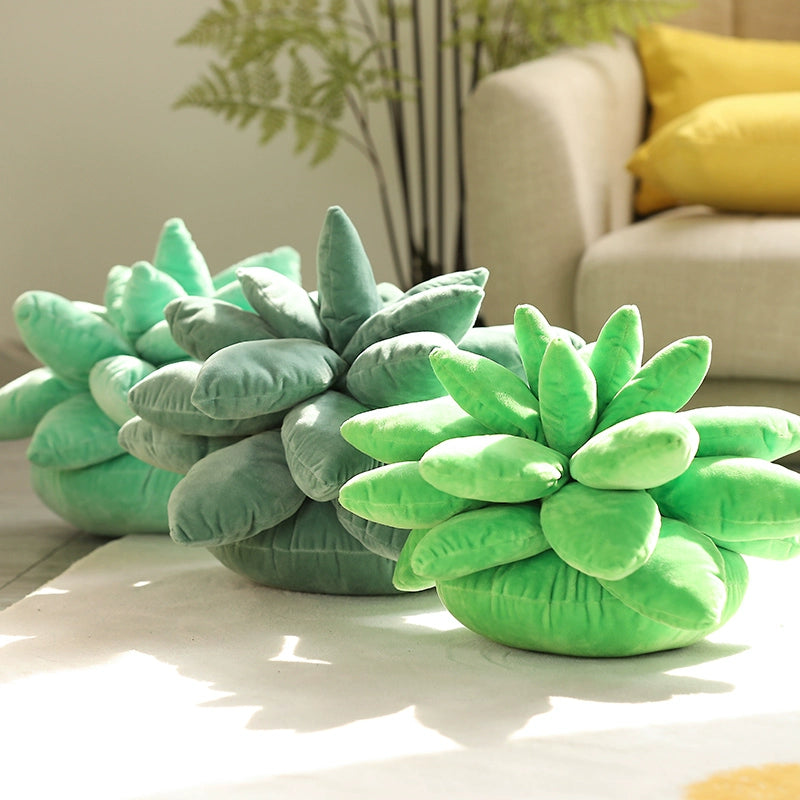 Succulent throw pillow in three shades of green, plush and unique - Domus Forge