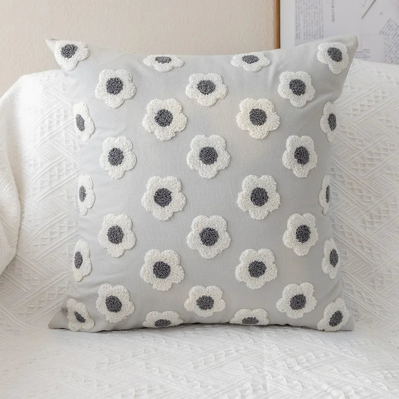 Embroidered daisies pillow cover - Bright, fun, and unique - Domus Forge