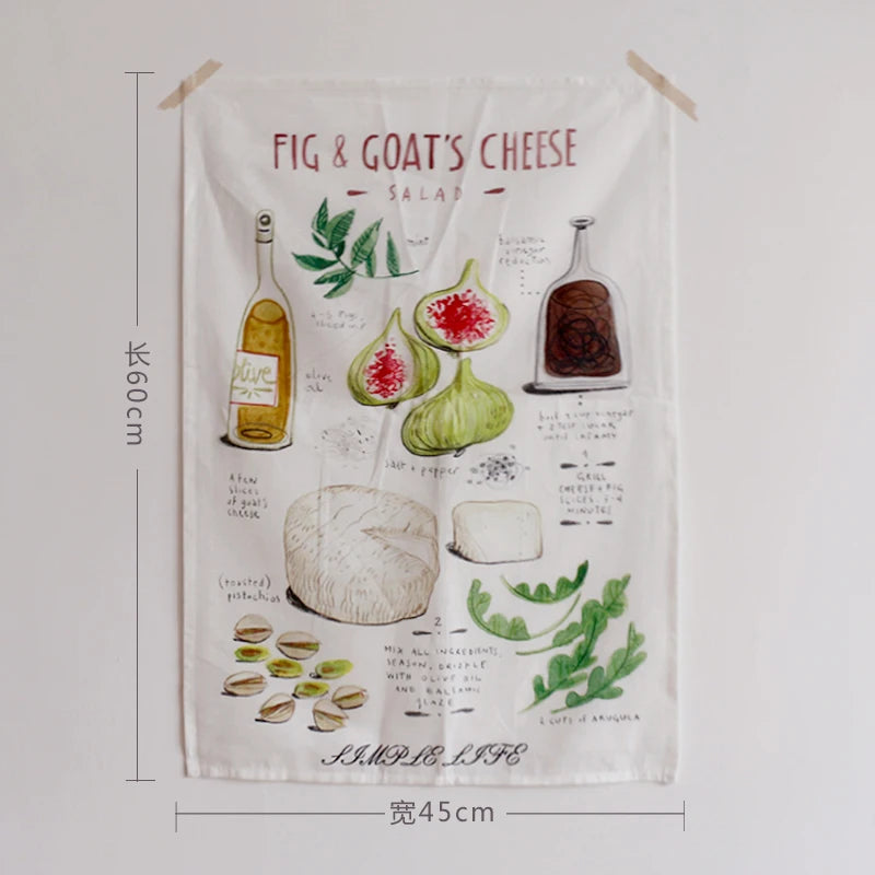 Cotton kitchen towel with printed classic Italian and sweet recipes, measures 45 x 60 cm, absorbent and decorative for your kitchen.