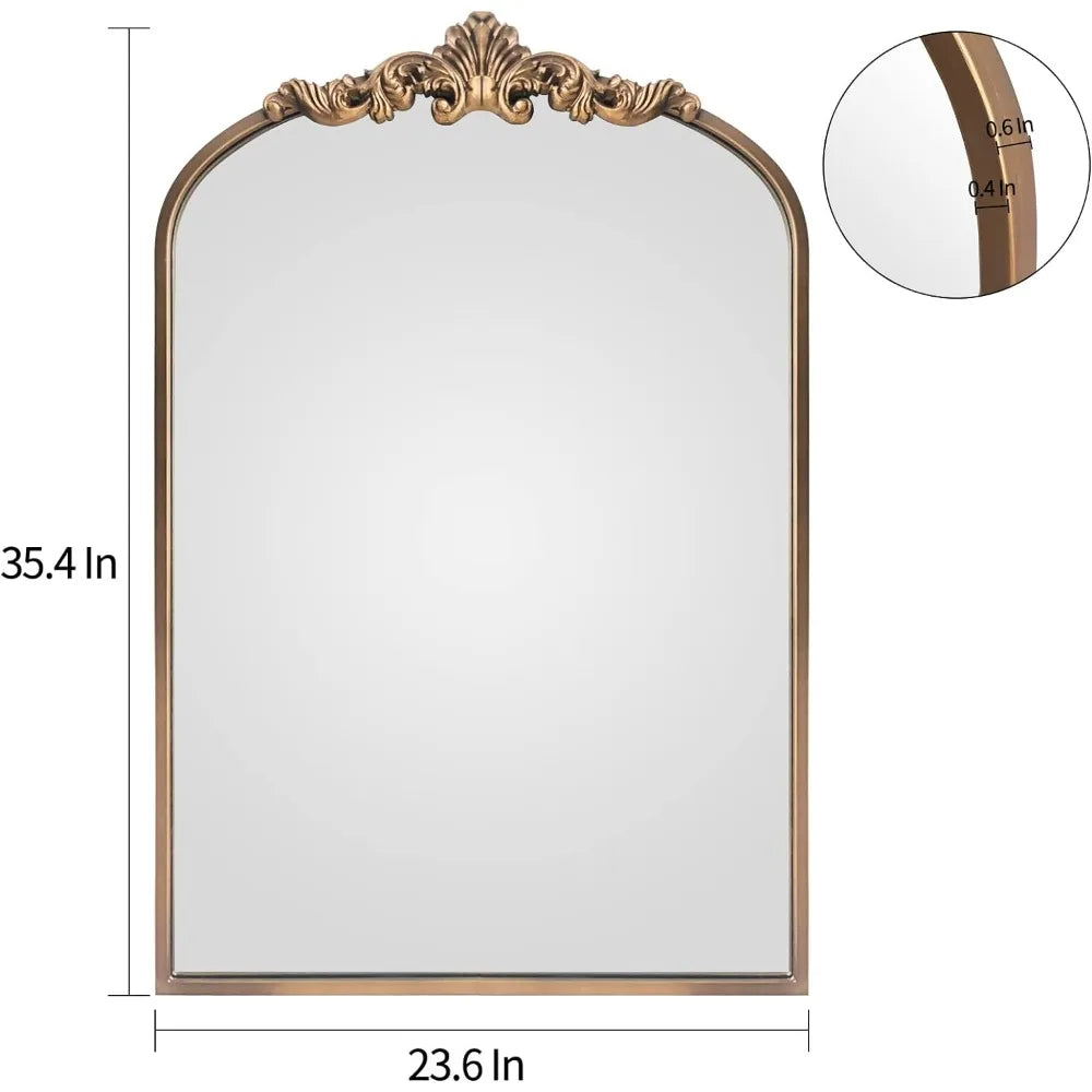Addison Mirror featuring a vintage-inspired arched design with a sturdy black or brass iron frame. This elegant mirror is perfect for home décor enthusiasts, adding a touch of classic charm and sophistication to any room. Ideal for enhancing entryways, living rooms, or bedrooms, it serves both functional and decorative purposes.
