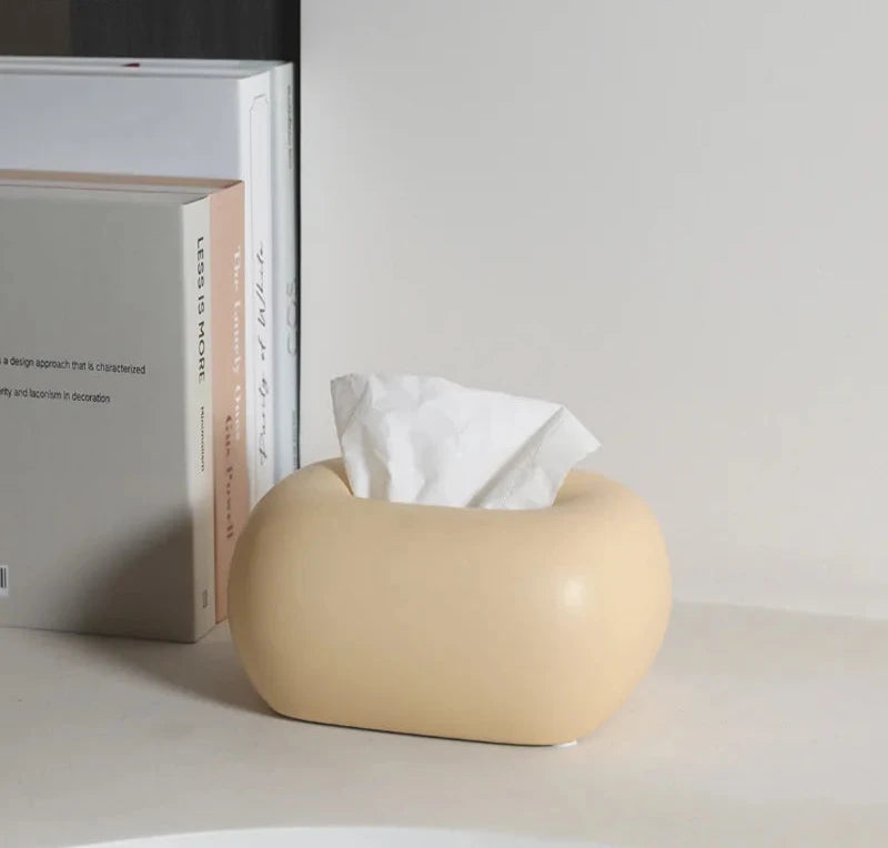 Rounded ceramic tissue box in a modern, minimalist design with four colorway options. A sleek and stylish home décor piece, perfect for living rooms, bedrooms, offices, or bathrooms.