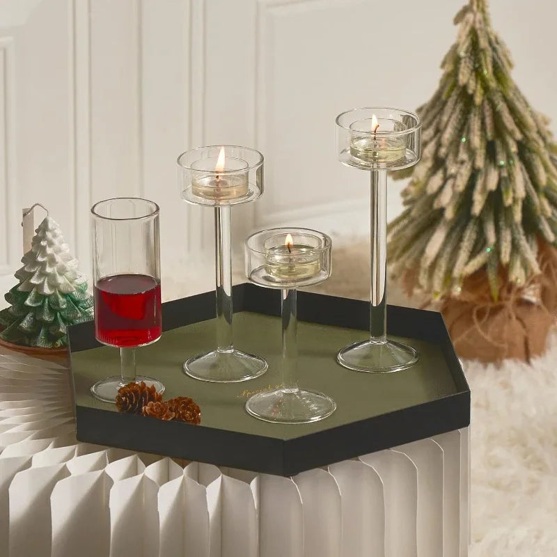 Kiu Candle Holder – set of three modern tea light holders in varying heights and colorways, perfect for creating a sleek, elegant centerpiece on tables, shelves, or mantels.