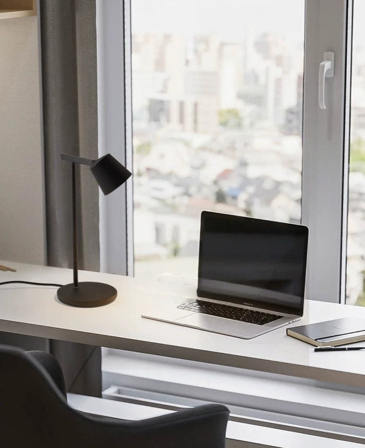 Nehal Table Lamp: Modern, chic, dimmable task lamp in four colorways.