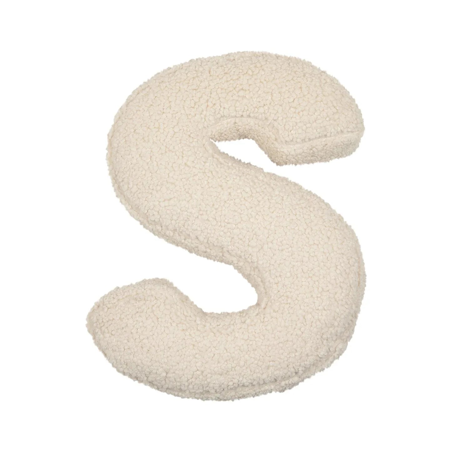 Yeats Throw Pillow – soft lambswool alphabet-shaped pillow in neutral beige, perfect for nurseries, playrooms, and kids' rooms as a cozy and educational accent.