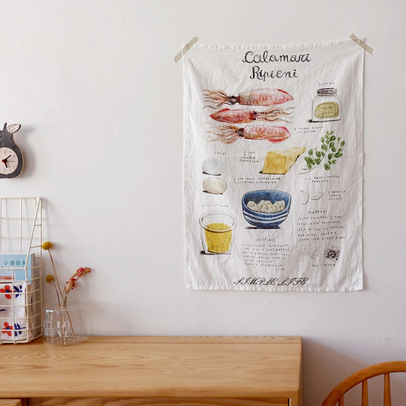 Cotton kitchen towel with printed classic Italian and sweet recipes, measures 45 x 60 cm, absorbent and decorative for your kitchen.