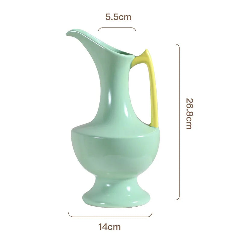 Colorful ceramic vase for floral display, bright décor accent.