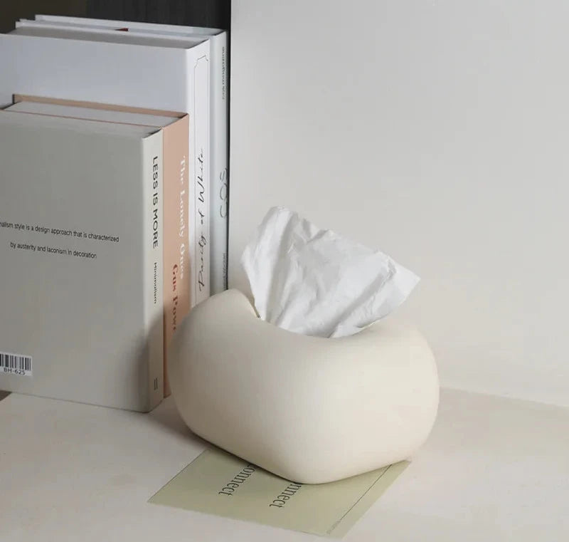 Rounded ceramic tissue box in a modern, minimalist design with four colorway options. A sleek and stylish home décor piece, perfect for living rooms, bedrooms, offices, or bathrooms.