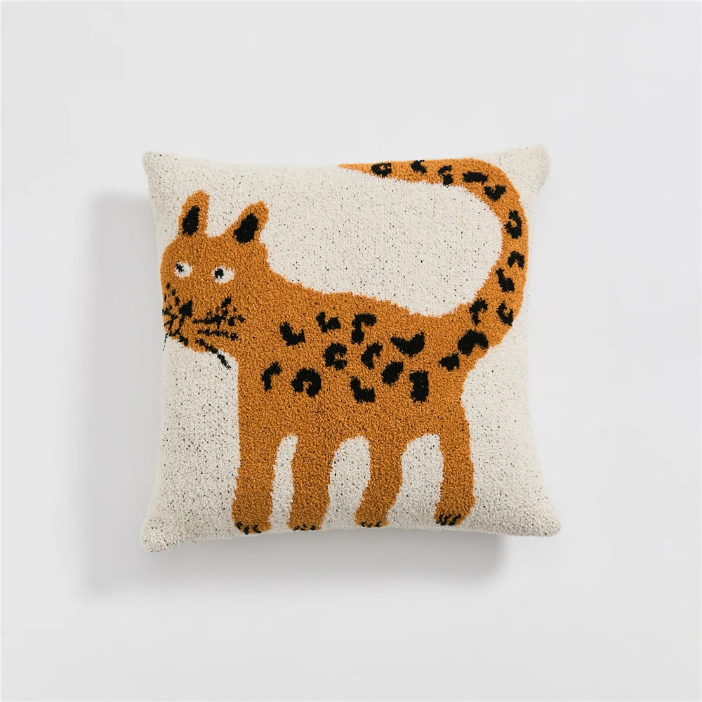 Square microfiber pillow cover with an orange-spotted cat design, adding charm and personality to home decor; 45 x 45 cm, insert not included. Ideal for creating a fun and stylish accent in any space, appealing to home decor enthusiasts.