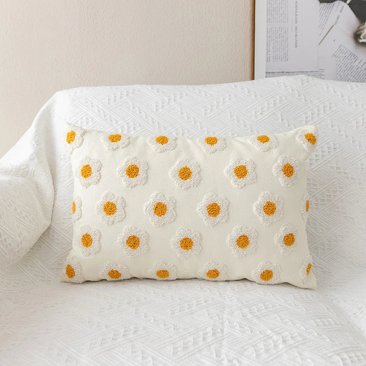 Embroidered daisies pillow cover - Bright, fun, and unique - Domus Forge