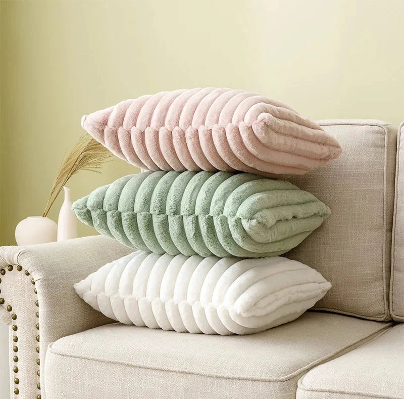 Soft faux fur Oanez Pillow Cover in multiple colors and sizes, featuring plush texture and stitching detail for cozy home decor.