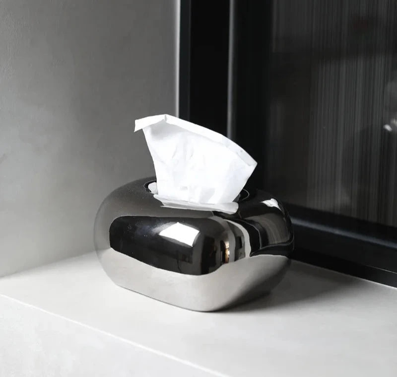 Rounded ceramic tissue box in a modern, minimalist design with four colorway options. A sleek and stylish home décor piece, perfect for living rooms, bedrooms, offices, or bathrooms.