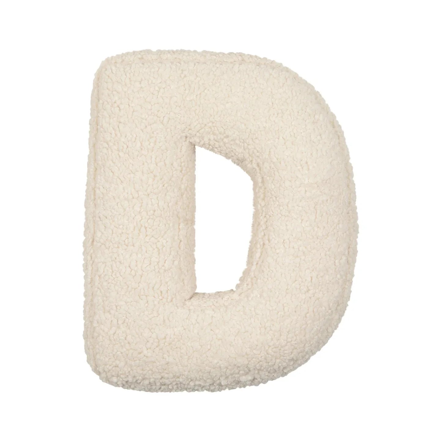 Yeats Throw Pillow – soft lambswool alphabet-shaped pillow in neutral beige, perfect for nurseries, playrooms, and kids' rooms as a cozy and educational accent.
