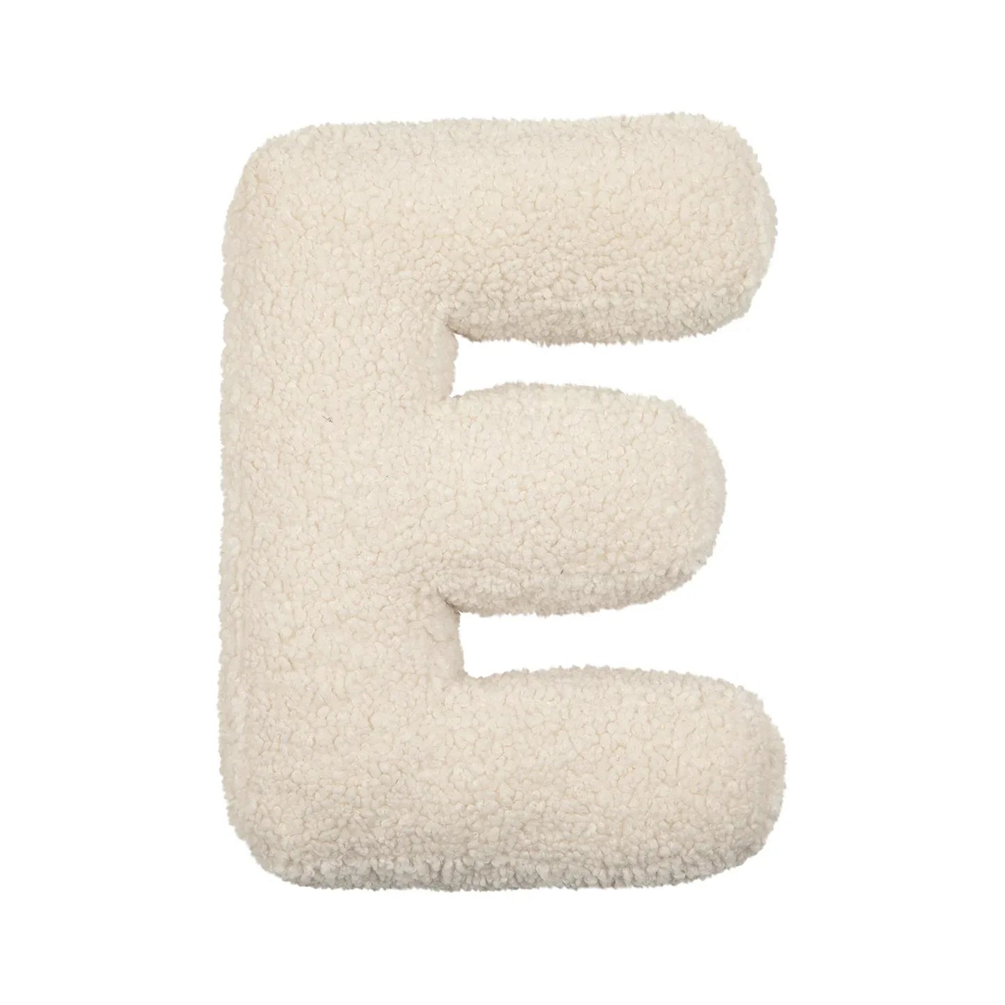 Yeats Throw Pillow – soft lambswool alphabet-shaped pillow in neutral beige, perfect for nurseries, playrooms, and kids' rooms as a cozy and educational accent.
