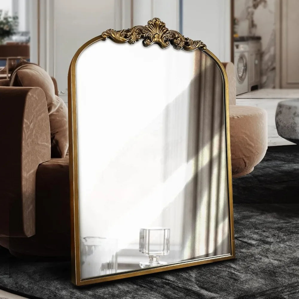 Addison Mirror featuring a vintage-inspired arched design with a sturdy black or brass iron frame. This elegant mirror is perfect for home décor enthusiasts, adding a touch of classic charm and sophistication to any room. Ideal for enhancing entryways, living rooms, or bedrooms, it serves both functional and decorative purposes.