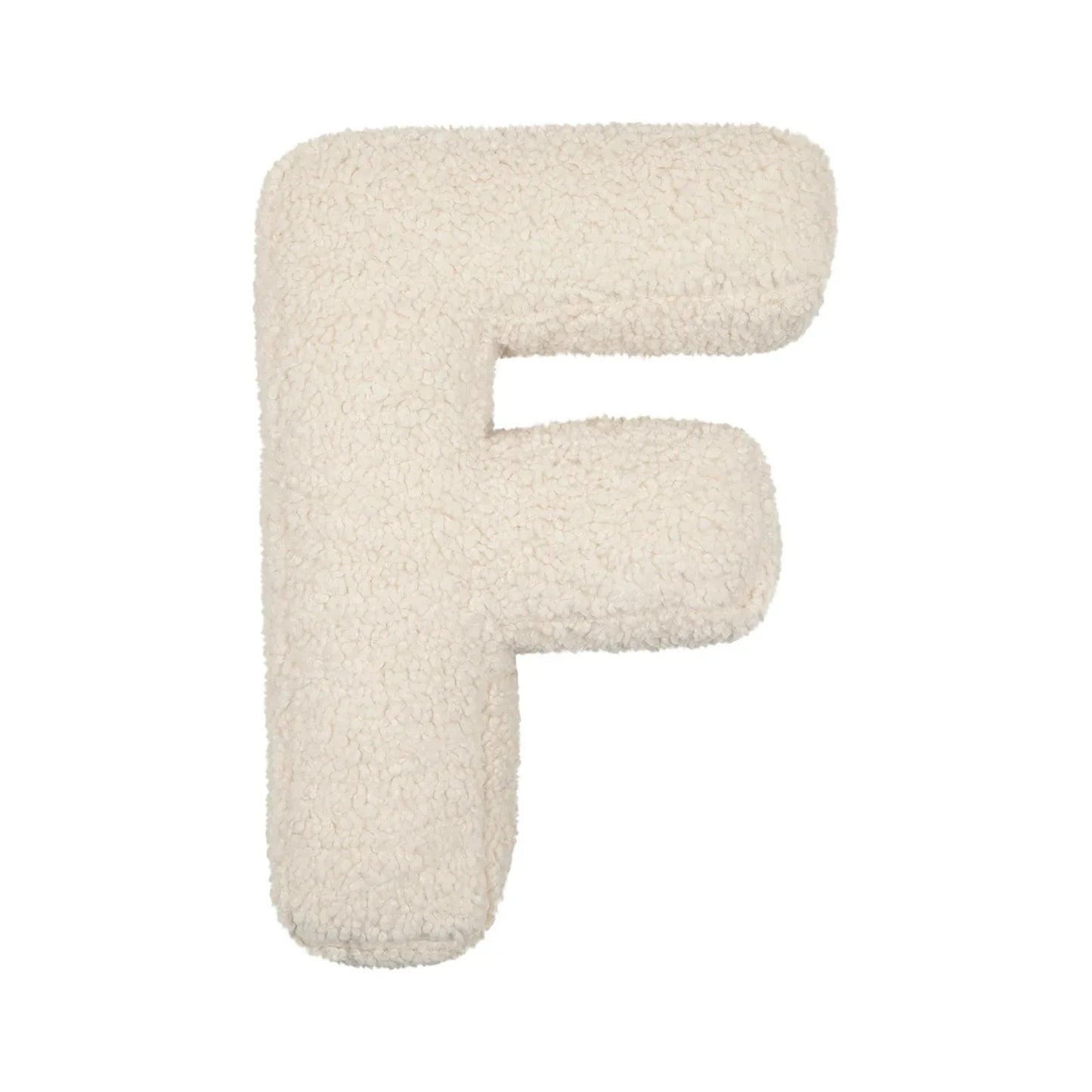 Yeats Throw Pillow – soft lambswool alphabet-shaped pillow in neutral beige, perfect for nurseries, playrooms, and kids' rooms as a cozy and educational accent.