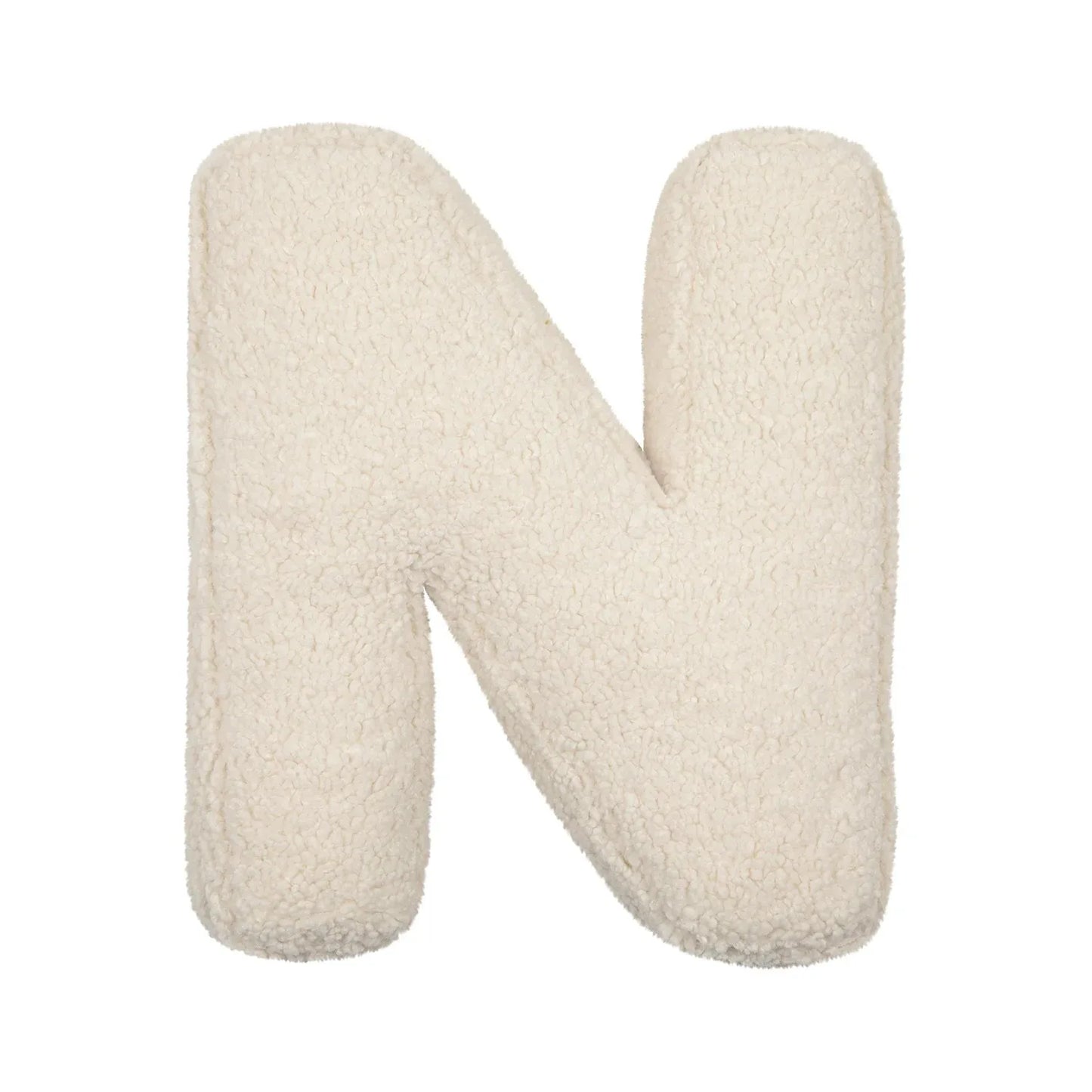 Yeats Throw Pillow – soft lambswool alphabet-shaped pillow in neutral beige, perfect for nurseries, playrooms, and kids' rooms as a cozy and educational accent.