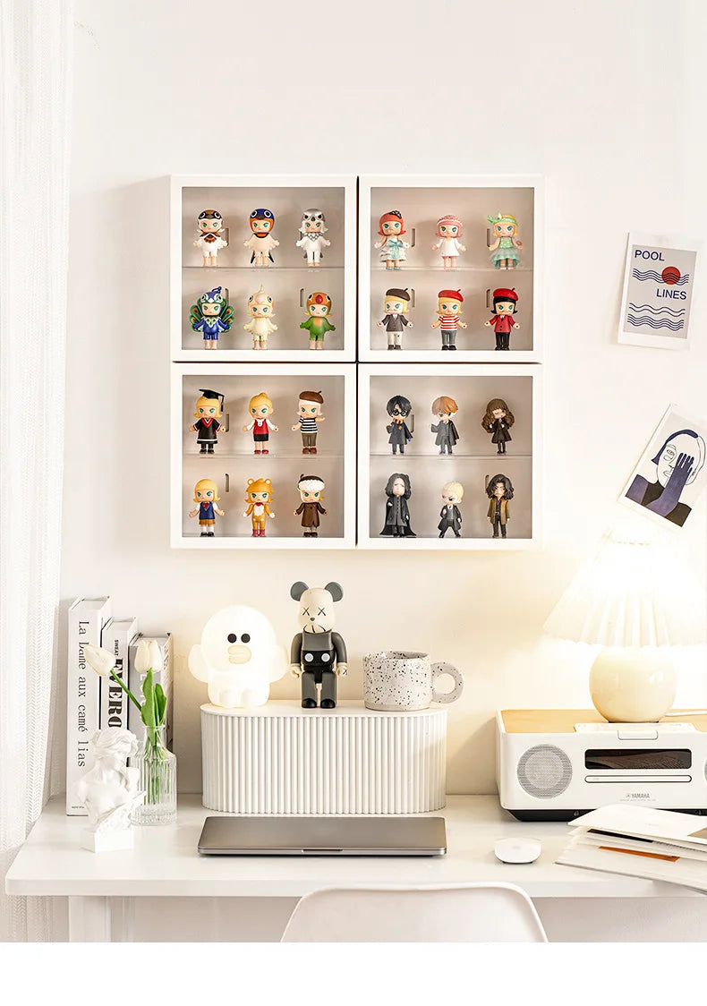 Vix Display Case, white durable plastic with acrylic door, perfect for organizing and showcasing collectibles and kids' toys.