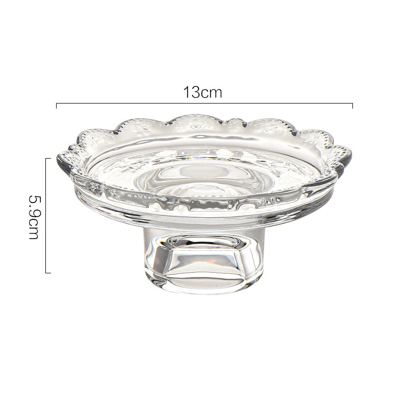 Tulah Mini Pedestal Dish – vintage-inspired glass dish in pink or clear, perfect for showcasing mini desserts, candies, or small items with timeless charm.
