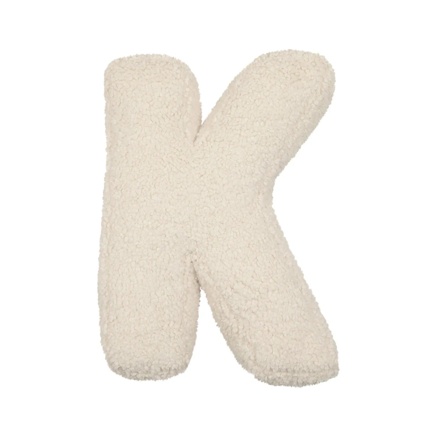 Yeats Throw Pillow – soft lambswool alphabet-shaped pillow in neutral beige, perfect for nurseries, playrooms, and kids' rooms as a cozy and educational accent.