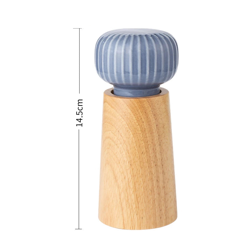 Ugalde Salt & Pepper Mill – elegant rubberwood and ceramic mills in white or indigo, featuring adjustable coarse and fine grinding, available in two sizes for a stylish kitchen upgrade.