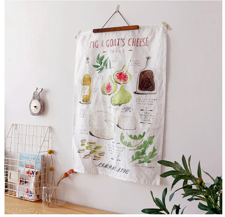 Cotton kitchen towel with printed classic Italian and sweet recipes, measures 45 x 60 cm, absorbent and decorative for your kitchen.