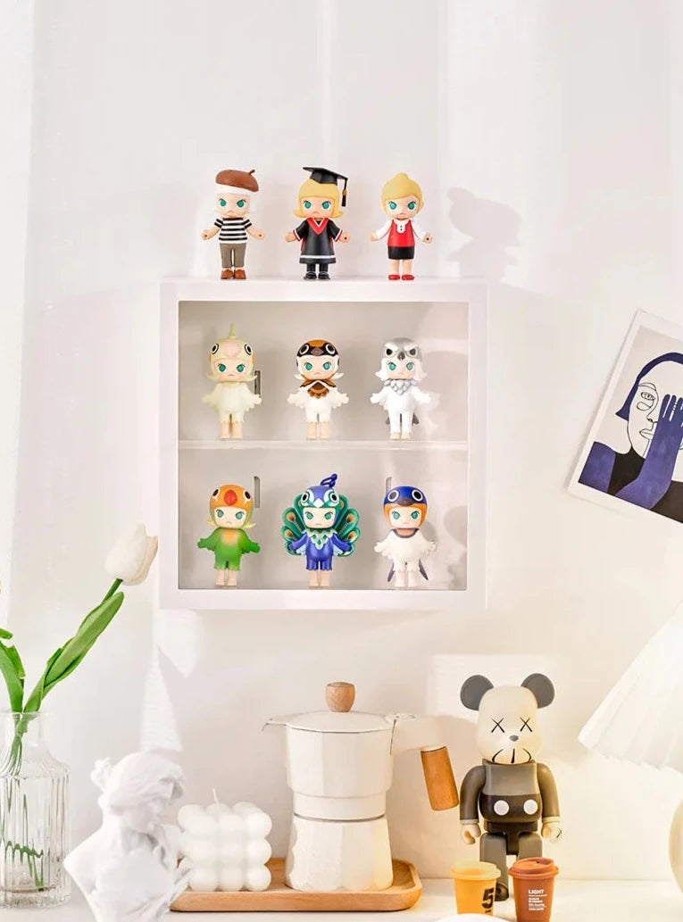 Vix Display Case, white durable plastic with acrylic door, perfect for organizing and showcasing collectibles and kids' toys.