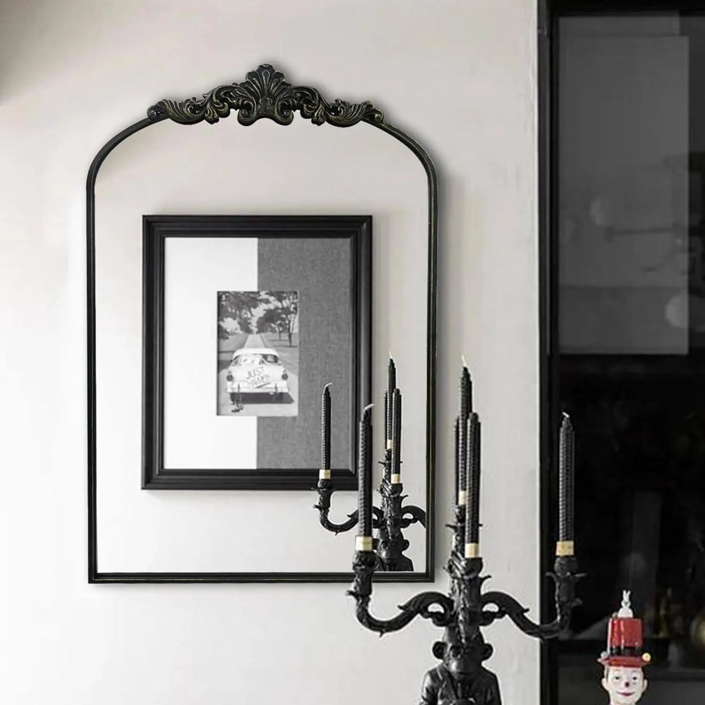 Addison Mirror featuring a vintage-inspired arched design with a sturdy black or brass iron frame. This elegant mirror is perfect for home décor enthusiasts, adding a touch of classic charm and sophistication to any room. Ideal for enhancing entryways, living rooms, or bedrooms, it serves both functional and decorative purposes.