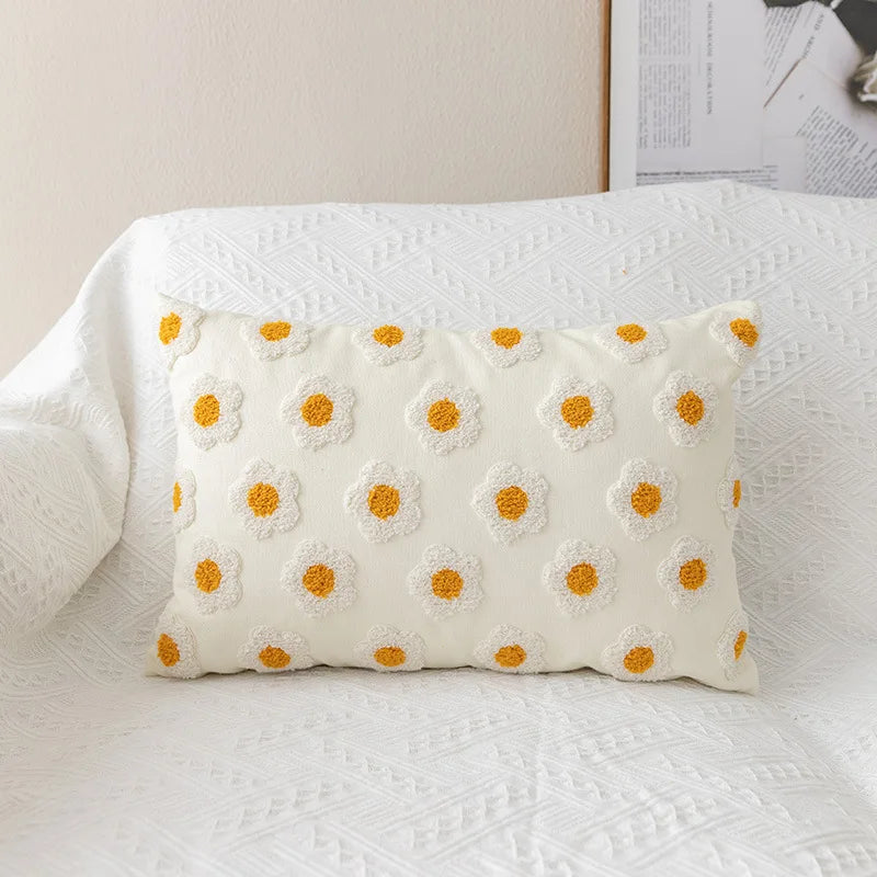 Embroidered daisies pillow cover - Bright, fun, and unique - Domus Forge