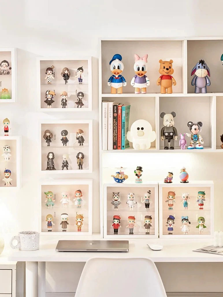 Vix Display Case, white durable plastic with acrylic door, perfect for organizing and showcasing collectibles and kids' toys.