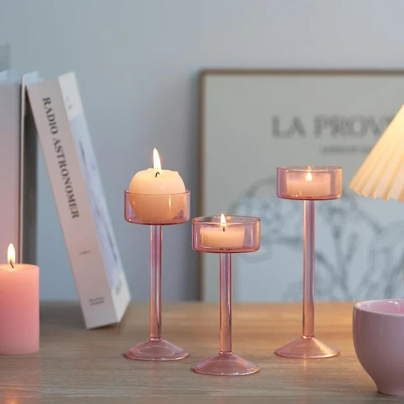 Kiu Candle Holder – set of three modern tea light holders in varying heights and colorways, perfect for creating a sleek, elegant centerpiece on tables, shelves, or mantels.