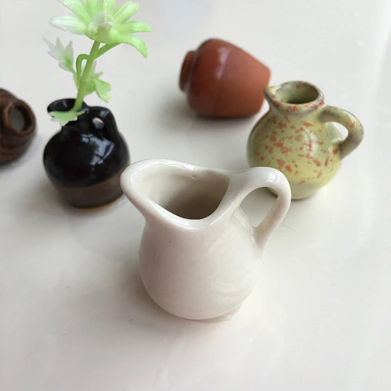 Pru Mini Vase Magnets – set of 8 ceramic mini vases with unique designs, perfect for decorating magnetic surfaces and holding tiny flowers or herbs.
